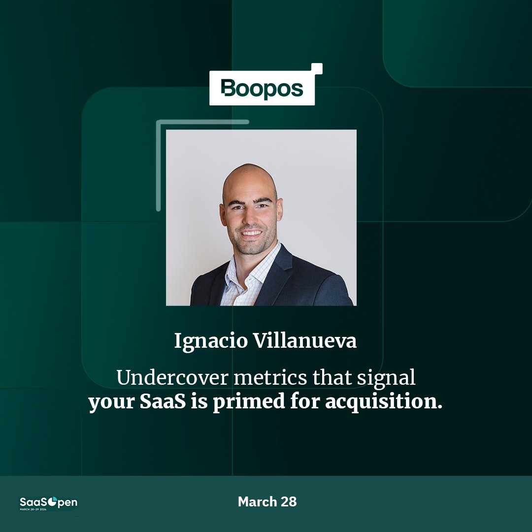 Catch us at #SaaSOpen. We'll be hosting a talk with Ignacio Villanueva Martin, VP of Originations, on how to tell if your SaaS is ready to be acquired. See you on March 28th!
#OpenSaas #SaaS #SaaSOpen #BusinessAcquire