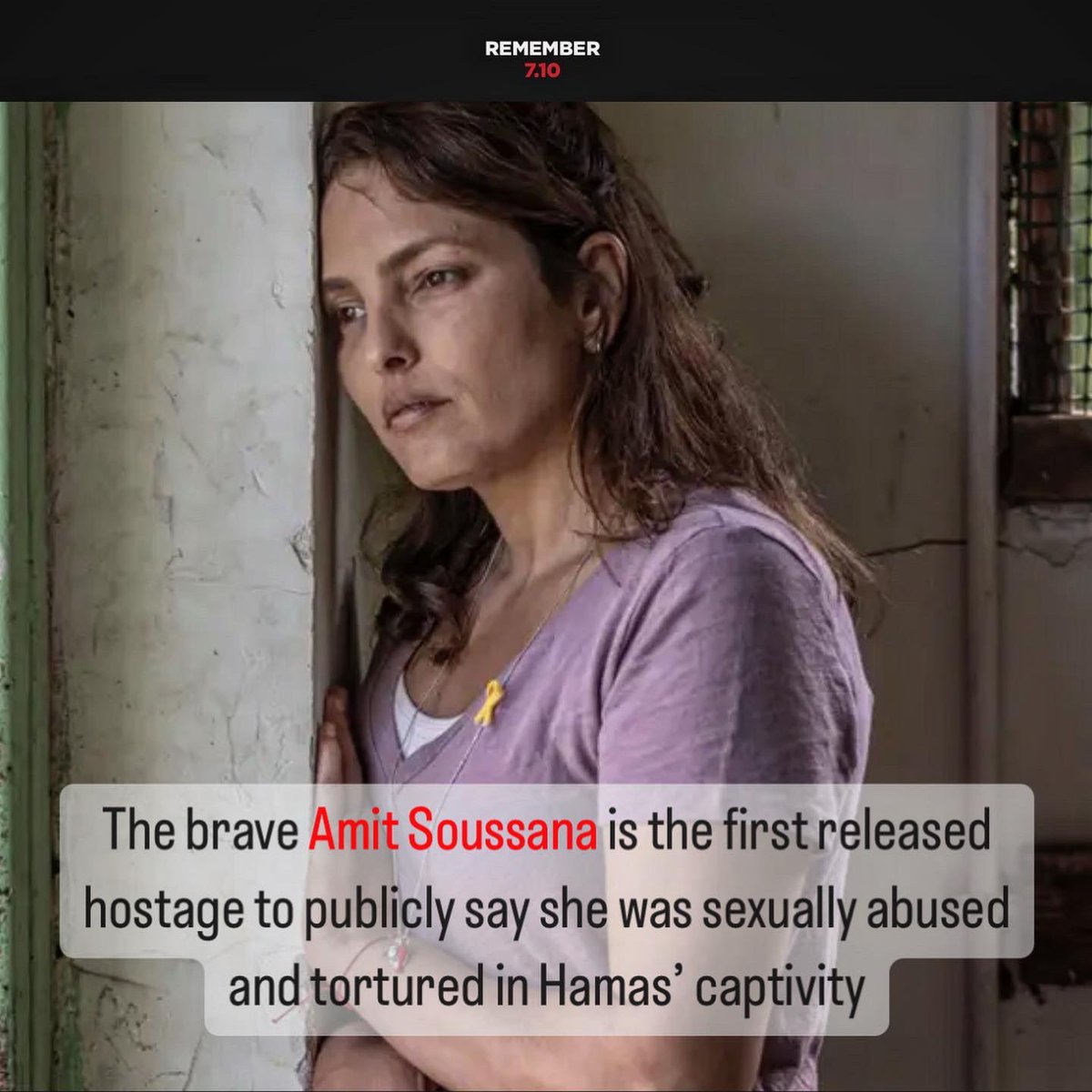 In an 8-hours long interview with the @nytimes, the  brave Amit Soussana is the first released #hostage to publicly say she was sexually abused in Hamas’ captivity.

 nytimes.com/2024/03/26/wor…

#rapeisnotresistance #hamasisisis #bringthemhome #remember710