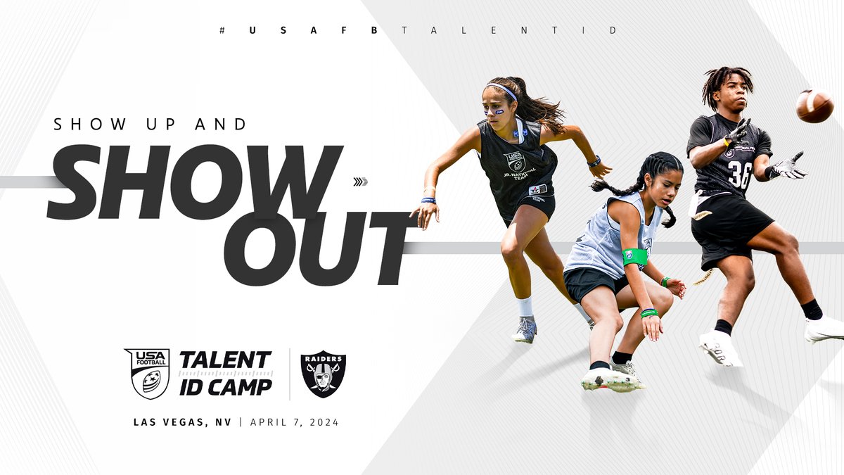 Las Vegas! Ready to showcase your 🚩🏈 skills & get scouted for the @USNFT? 🫡 Register for our West Coast Talent ID Camp with the @Raiders at the link below! 🔗 bit.ly/3vrqdAo #USAFBTalentID #RepTheFlag #FlagFootball #FlagFootballCamps