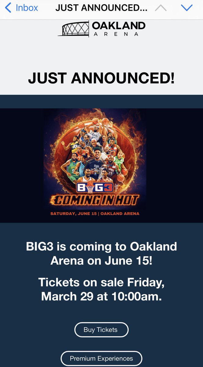 Get those @thebig3 tickets for opening weekend in Oakland soon 🔥