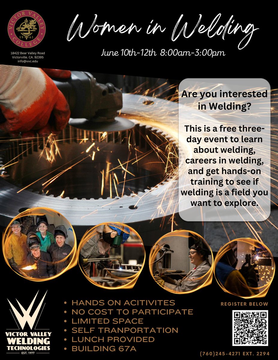 Exciting Announcement! Calling all women in the welding world! Get ready for an empowering 3-day event for women interested in welding! June 10th - 12th, don't miss out - mark your calendars and spread the word! #WomenInWelding