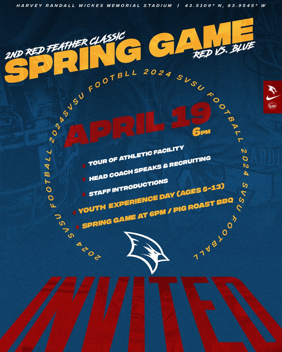 Spring Game 🔴 vs 🔵 🗓️: Saturday, April 19 🕐: 6:00 PM 📍: Harvey R Wickes Stadium