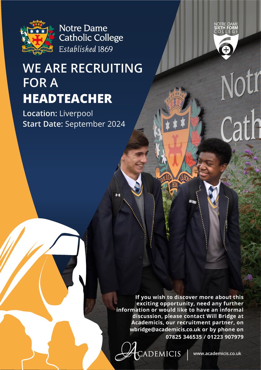 Academicis's tweet photo. 📣 We are recruiting for a Headteacher. For more information or to apply, please call Will Bridge on 07825 346535 or visit https://t.co/8khhlyq9nZ
#Academicis #Education #School #EducationRecruitment #DeputyHeadteacher #Head #Headteacher #Careers https://t.co/uGyvZSIuSj