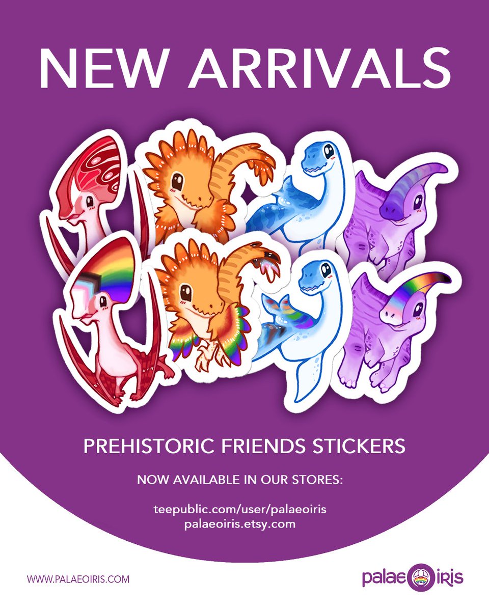 🌈🦕 Introducing our newest addition to the shop: adorable Prehistoric Friends stickers! 

🌿 These all time favourites are ready to steal your heart again. Plus, some designs feature pride flags, celebrating Pride in STEM and Palaeontology. #PrideInSTEM  #PalaeoPride