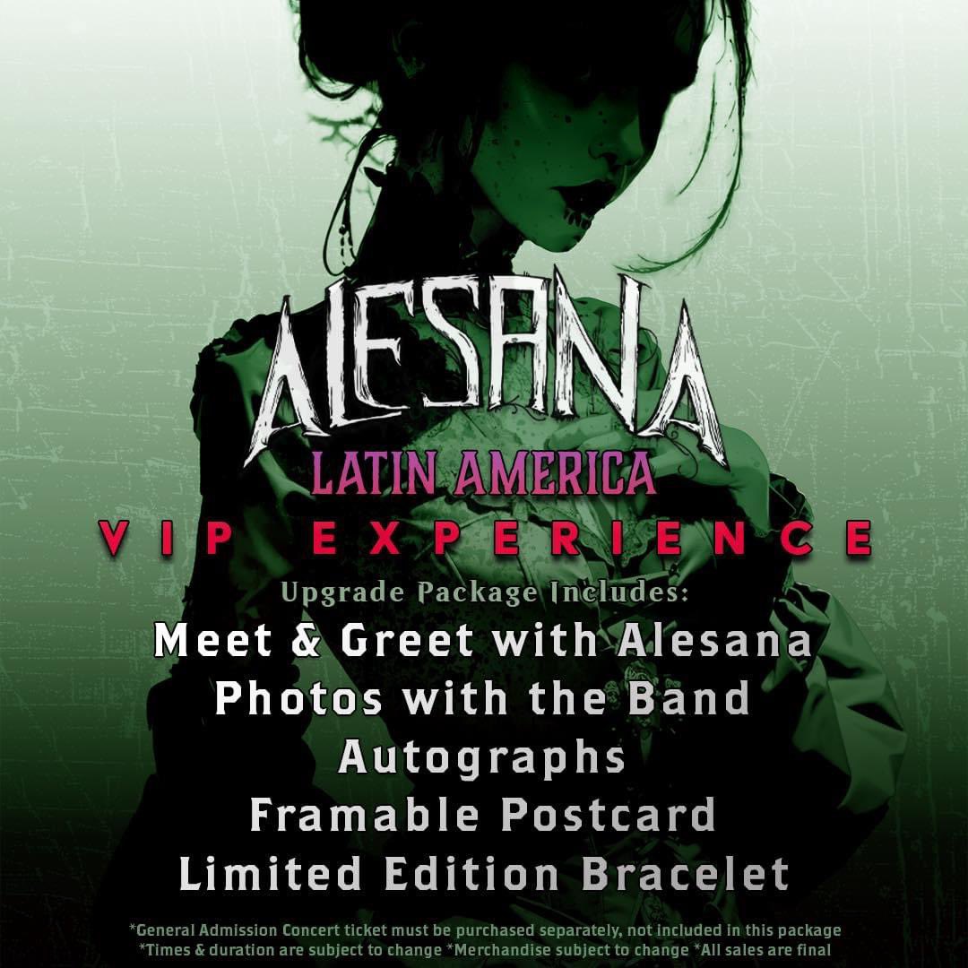 Due to high demand, @Alesana VIP Meet & Greet tickets are now available for every show on their upcoming Latin America Tour! There are limited tickets, so grab yours now before it’s too late on Alesana.Store 🤘🏼