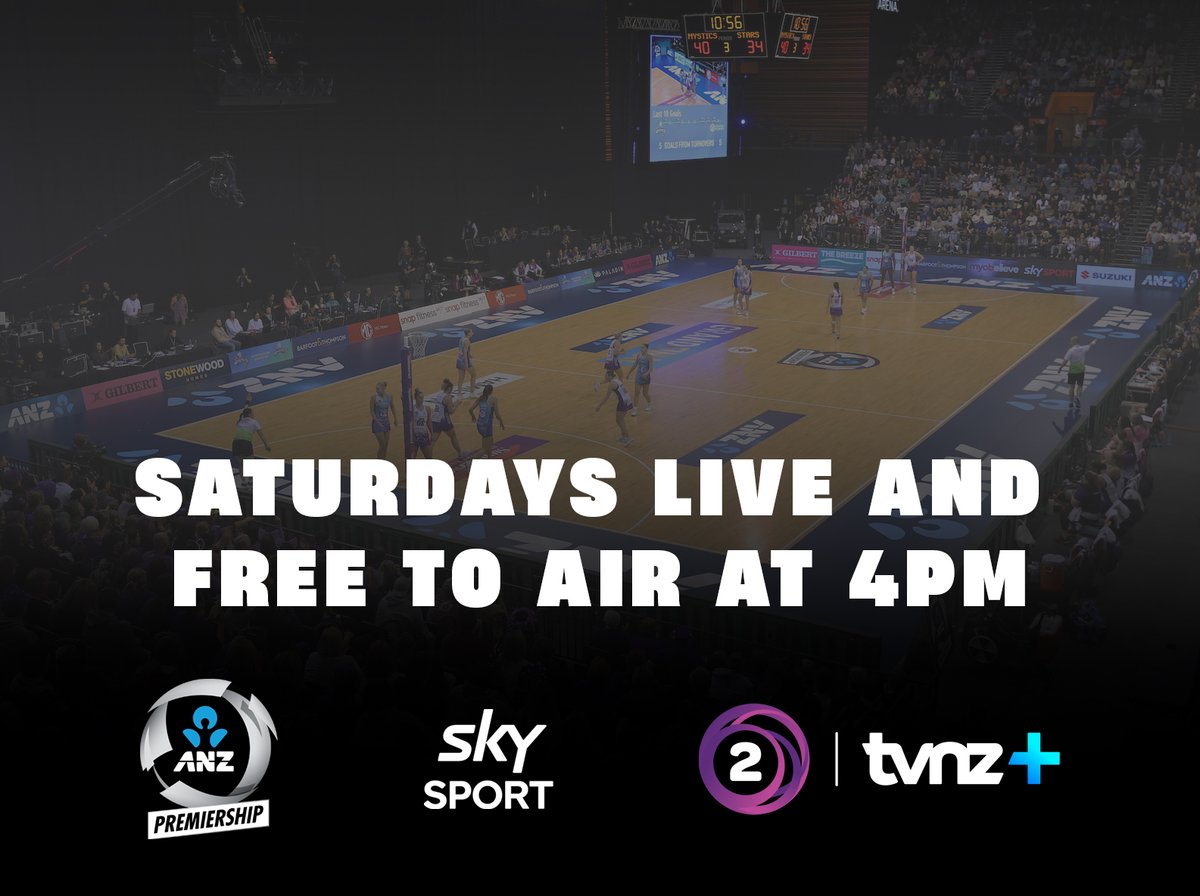 We're excited to confirm Saturday afternoon games during the upcoming 2024 ANZ Premiership season will be broadcast live on Sky Sport and free-to-air on TVNZ 2 and TVNZ+ 🙌 Read full details: bit.ly/49eDY3g