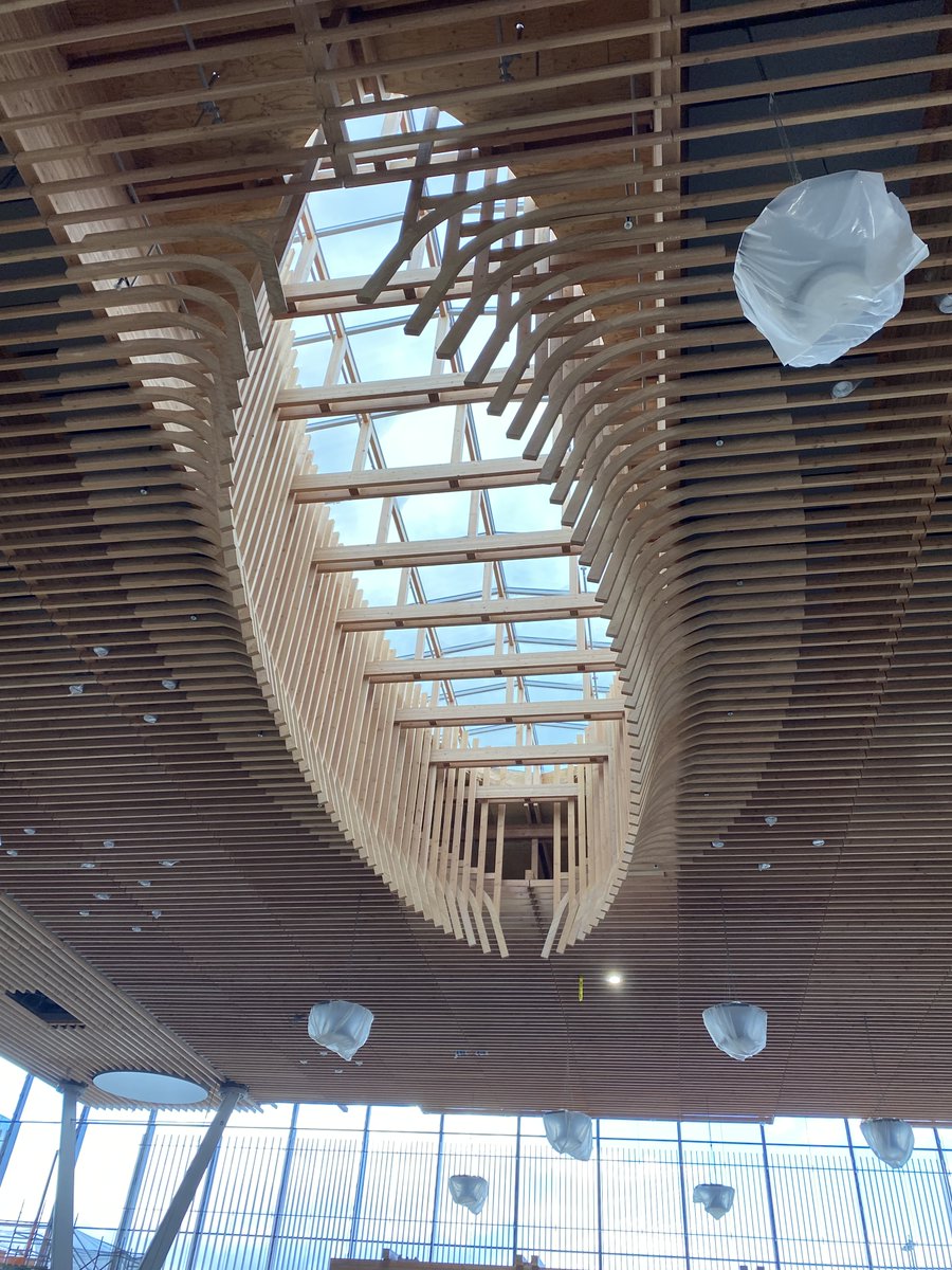 Tour of Portland International Airport new terminal w/ @usdard State Directors from Oregon, Hawaii, & Arkansas. Fun fact. Ceiling around the big steel V posts came from the Confederated Tribes of the Yakama Nation. The eyebrow skylight timbers came from the Coquille Indian Tribe.