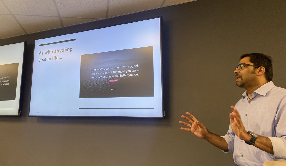 @paimadhu shared 🗝️ tips for public speaking, but best one was: “more you do, more you fail. more you fail, more you learn. more you learn, the better you get” - @TheJohnCMaxwell Thank you Dr. Pai for teaching 💎 insights, but most of all for all the inspiring life lessons ✨