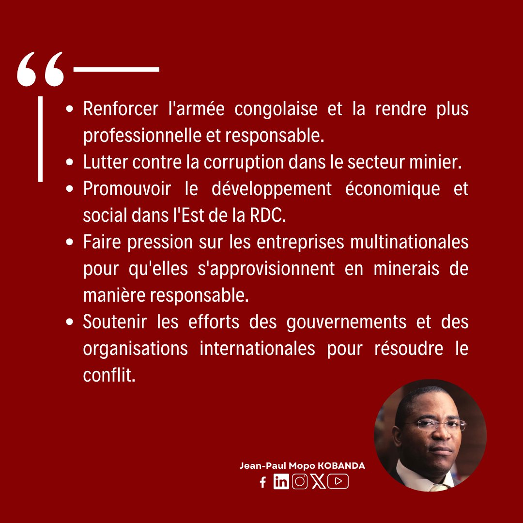 jpmopokobanda's tweet image. Voici quelques actions concrètes qui peuvent être menées pour résoudre le conflit dans l&apos;Est de la RDC :
#Justice #arméencongolaise #gouvernementcongolais #rdc #rdcongo #stopguerre #stopgenocide #resolutionconflit #mettrefinàlaguerre