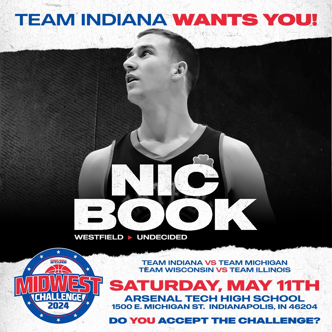 Prep Ball Stars (@prepballstars) on Twitter photo Big fella <a href="/Nic_book12/">Nic</a> joins TEAM INDIANA after leading <a href="/rocksathletics/">Westfield Rocks Athletics</a> to a Top 5 season. The team will need his toughness to keep the title from Team Michigan, Team Illinois and Team Wisconsin. Games will be at <a href="/ArsenalTitans/">Titan Athletics</a> 🔥
May 11th will be epic 🏀 Big fella <a href="/Nic_book12/">Nic</a> joins TEAM INDIANA after leading <a href="/rocksathletics/">Westfield Rocks Athletics</a> to a Top 5 season. The team will need his toughness to keep the title from Team Michigan, Team Illinois and Team Wisconsin. Games will be at <a href="/ArsenalTitans/">Titan Athletics</a> 🔥
May 11th will be epic 🏀