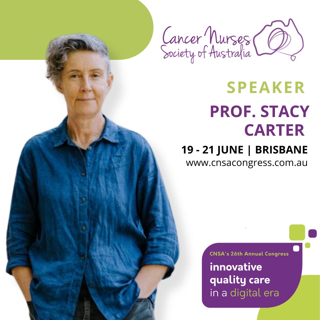 Professor Stacy Carter's current research program sits at the intersection of AI, detecting disease in populations, and consumer and public engagement and participation. Meet more of our speakers and save up to 20% with an early bird ticket for #CNSA2024 > bit.ly/3TdTbNc