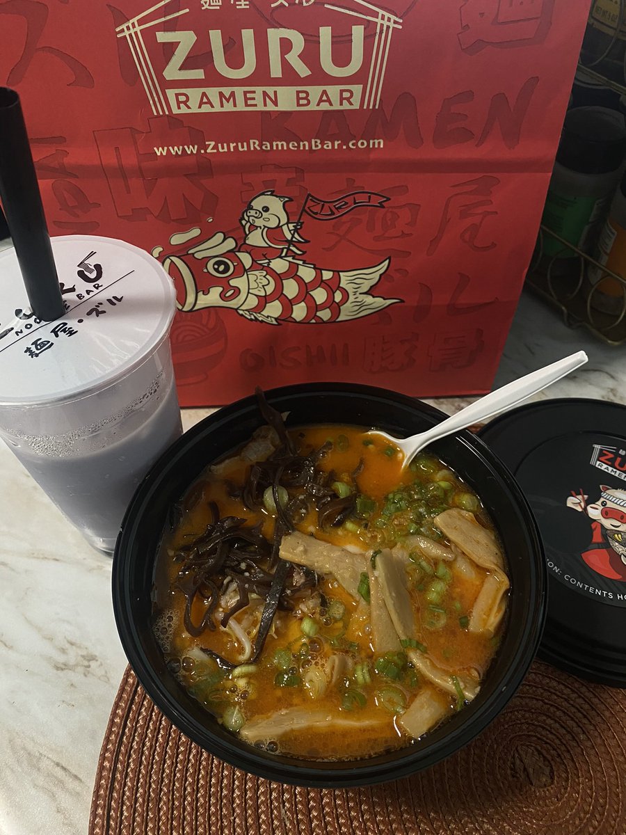 Was under the weather so the Spicy Tonkontsu Ramen from 📍Zuru Ramen Bar always does the trick. 😌🍜 #togo #ramen #foodblogger #florida #travel