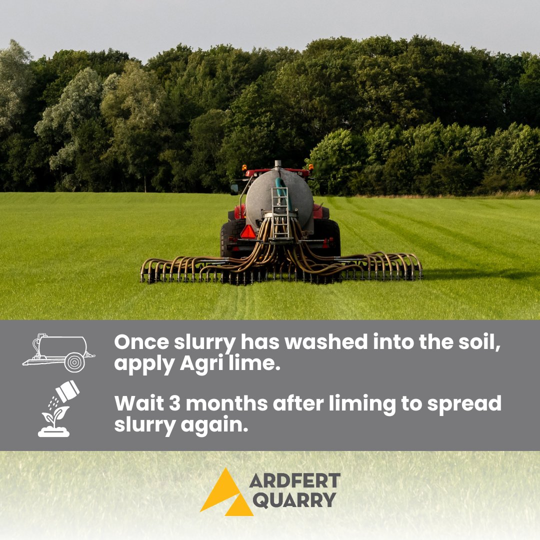 Quick reminder 🔉 After slurry is applied and washed into the soil, apply our Agri lime 🌱 In order for effective results, wait 3 months to apply slurry again 🚜 #TimeToLime #SlurrySeason #Application