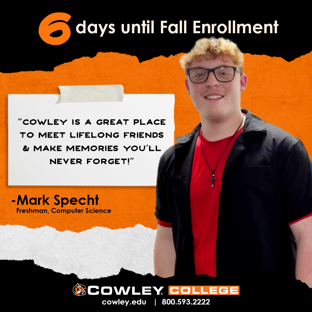 Fall enrollment opens in six days on April 1st! What are you waiting for? Lifelong friends and memories await. cowley.edu/appointment