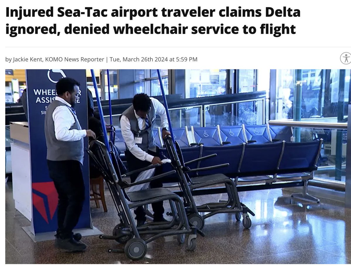 Shame on @Delta for this! For those who don't need a wheelchair will never know the challenges. tinyurl.com/mua8w3j4 My daughter travels on @AlaskaAir & they take amazing care of her & provide the best service. Thank you Alaska Airlines!