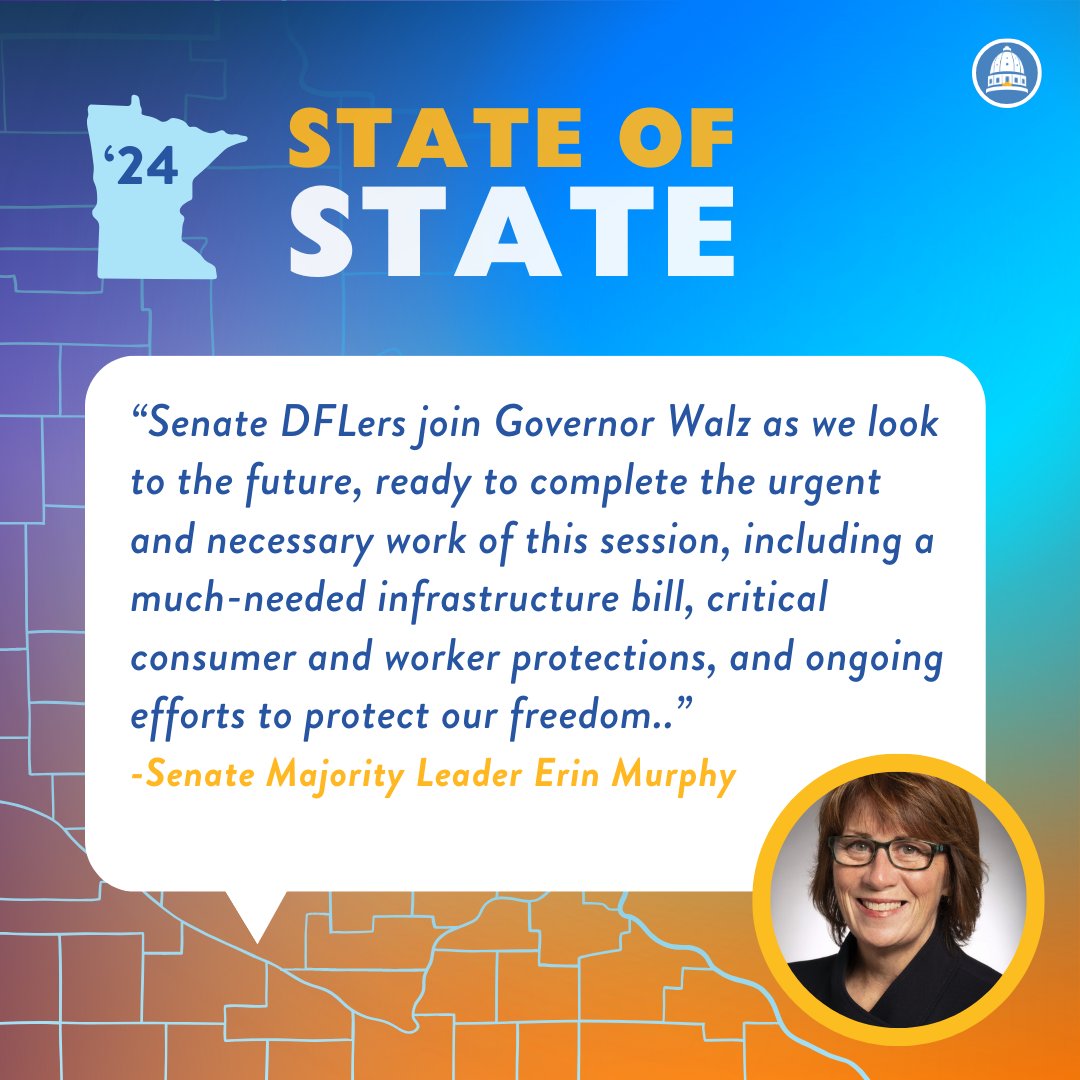 'Tonight, Governor Walz laid out how much progress we’ve made in the past 15 months to improve the lives of Minnesotans. More importantly, he outlined a strong vision for the work ahead.' Read Senate Majority Erin Murphy's full statement here: senatedfl.mn/senate-majorit…