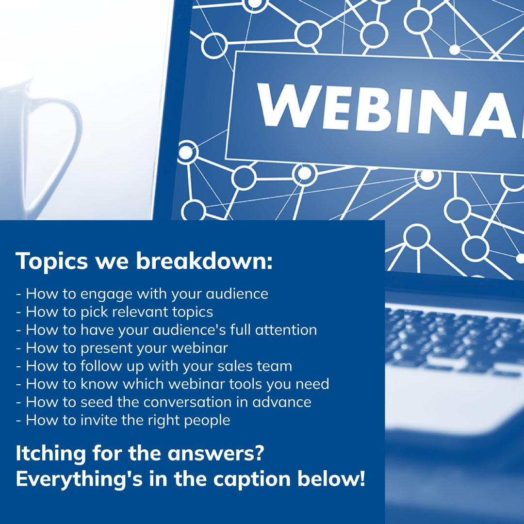 Webinars are more than just a live presentation - they're a way to connect with your audience and make valuable future connections and generate opportunities.

What are you waiting for? Find all the answers to your questions here: bit.ly/3x3hoNA #webinar #b2b #demandgen