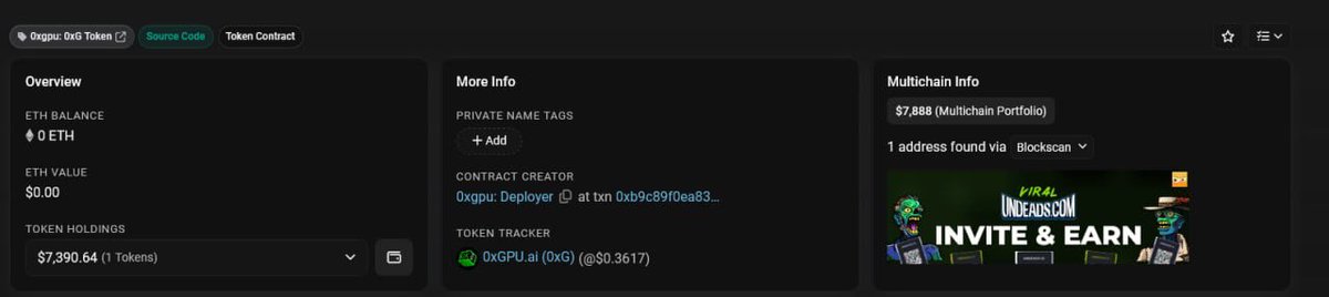 zeroxgpu's tweet image. We’re excited to share that our official logo and social links are now visible on Etherscan!