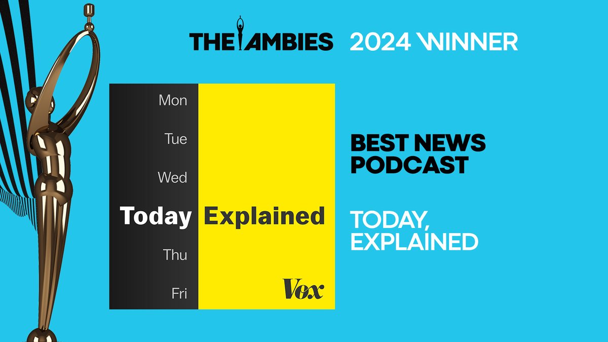 Breaking news: 'Today, Explained' from @voxdotcom wins the Ambie for Best News Podcast.🏆 Congratulations! #TheAmbies #podcastawards