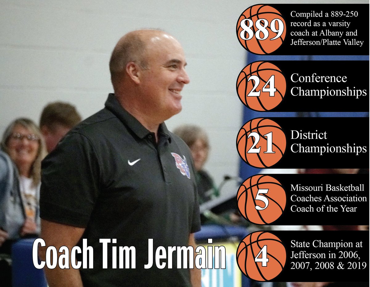 Tim Jermain announced his retirement as the head boys basketball coach at <a href="/PlatteValley1/">Platte Valley</a> this afternoon. The numbers for <a href="/MoSportsHall/">Missouri Sports Hall of Fame</a> coach are staggering over 34 years as a head coach at <a href="/albanywarriors/">Albany R3</a>, <a href="/JC123Eagles/">Jefferson</a> and Platte Valley.