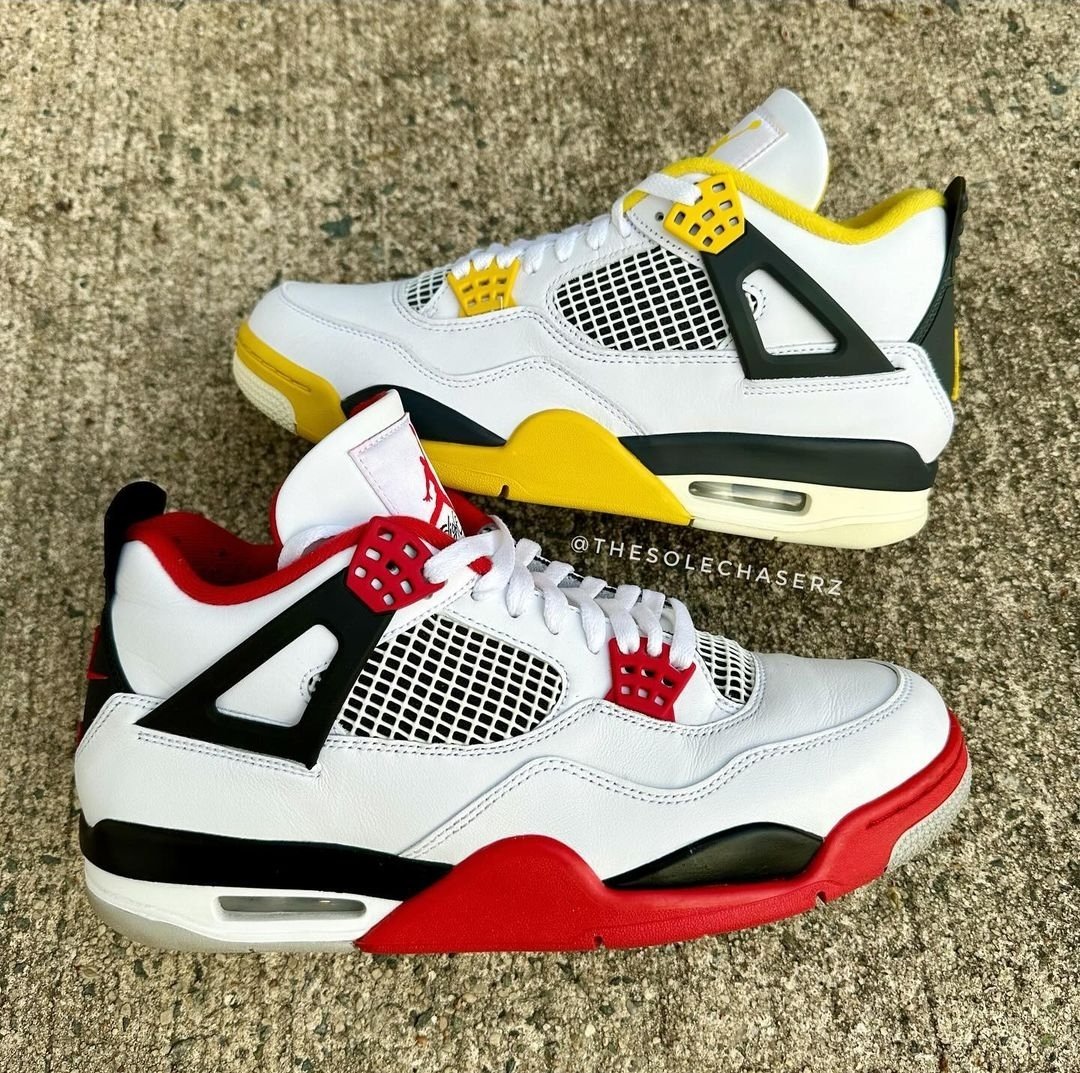 yellow and red jordan 4