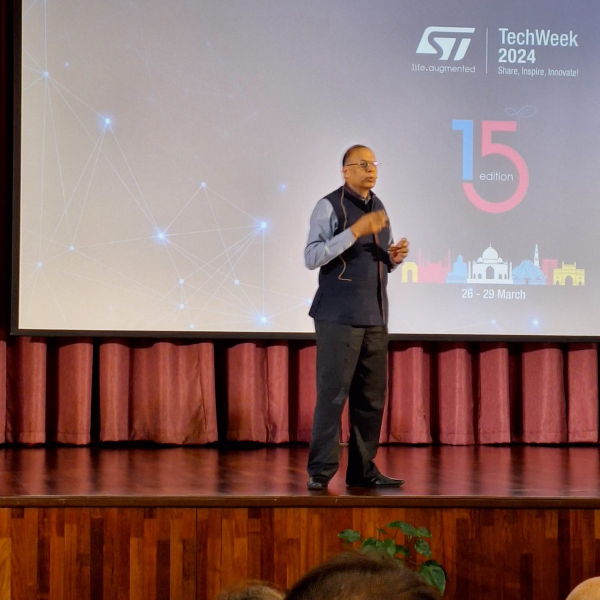 Privileged to be Chief Guest of STMicro TechWeek 2024 and deliver a talk on Innovation Ecosystem in India. This global academic event in fields of semiconductor design & mfg tech for 50000 engineering and technical community of ST who joined from 65 different locns worldwide