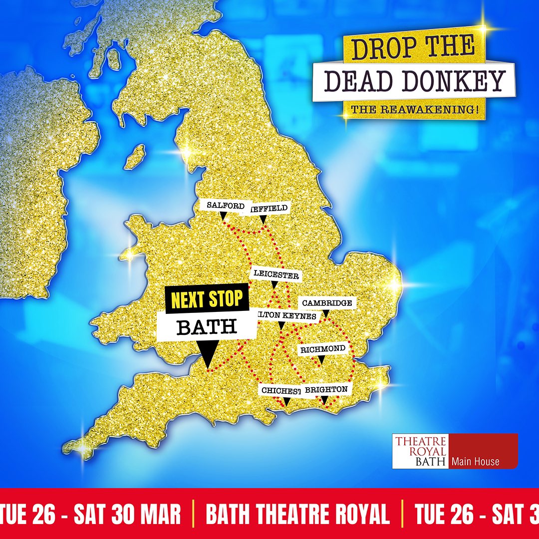 Tonight #DropTheDeadDonkey opened at @TheatreRBath, where we play until Saturday 30 March! 📺 Tickets are still available through the link in our bio, so don’t miss it! ✨