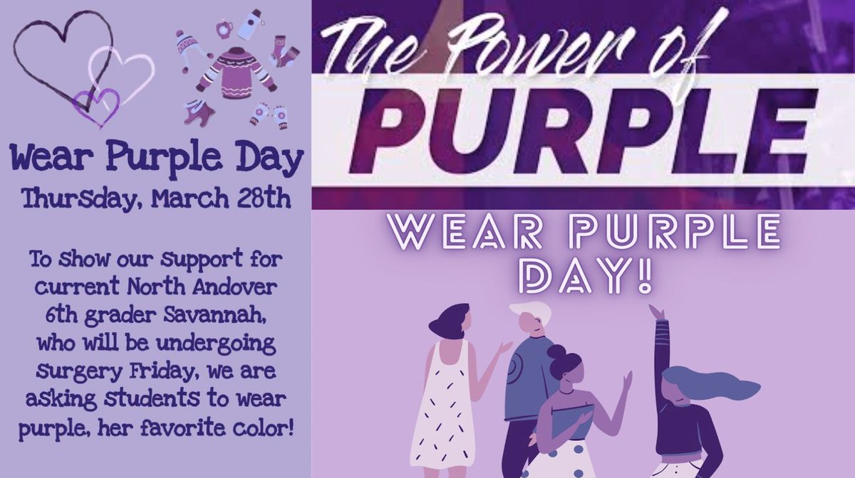 Students and Staff are encouraged to wear purple Thursday to support Savannah!