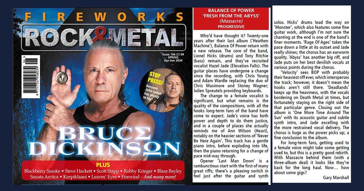 Balance Of Power Band (@balanceofpowera) on Twitter photo 🙌 to Gary Marshall <a href="/Fireworks_Mag/">Fireworks Magazine</a> 🔥 for review! fireworks-magazine.com "Closing out the album is ‘One More Time Around The Sun’ with its acoustic guitar and subtle synth intro, and (Hazel)Jade excelling with the more restrained vocal delivery. The chorus is huge #progrock 🙌 to Gary Marshall <a href="/Fireworks_Mag/">Fireworks Magazine</a> 🔥 for review! fireworks-magazine.com "Closing out the album is ‘One More Time Around The Sun’ with its acoustic guitar and subtle synth intro, and (Hazel)Jade excelling with the more restrained vocal delivery. The chorus is huge #progrock