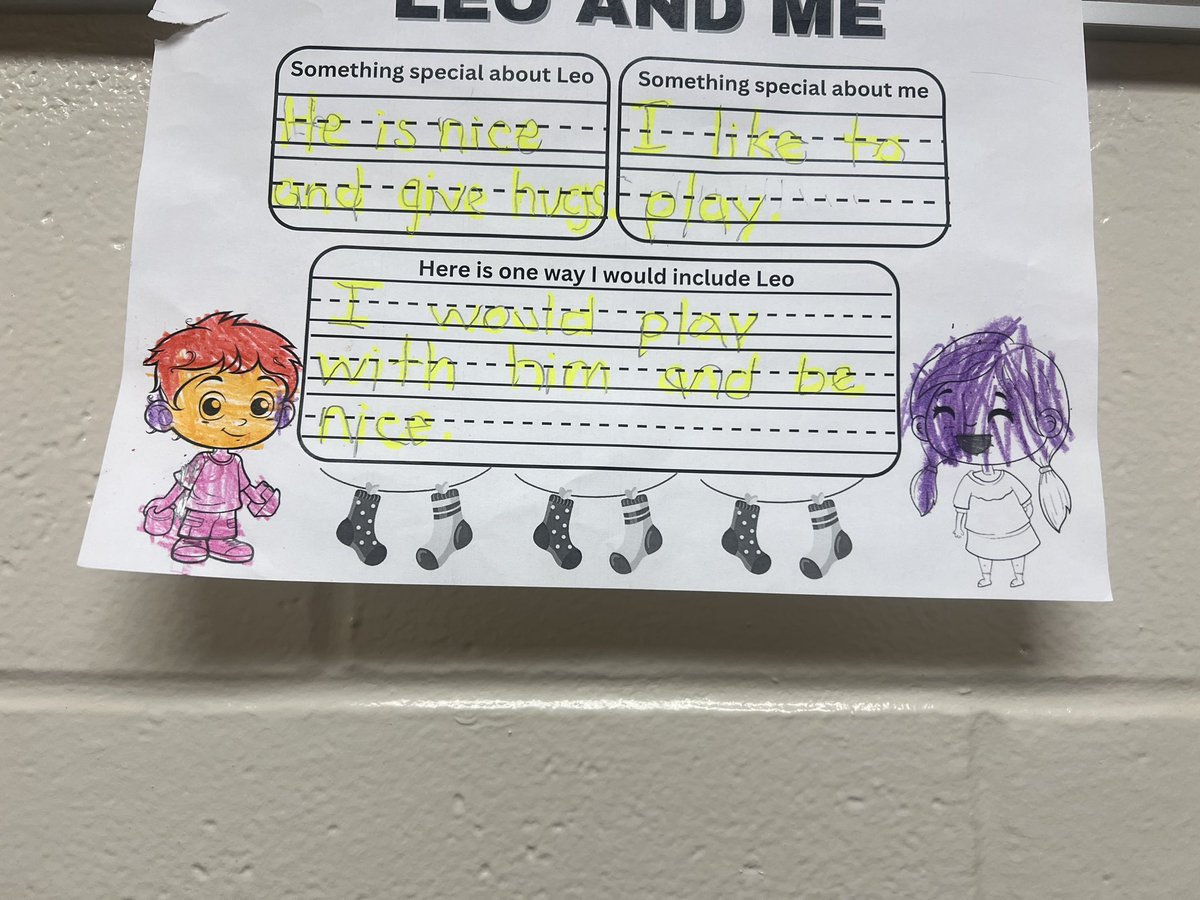mathews_edvent's tweet photo. World Down Syndrome Day! We celebrated with mismatch socks &amp; we read “Eli, Included”. We then wrote about our friend Leo and how we can include him as well as what makes us all unique &amp; different! ❤️🧬🧦 @RossLocalSuper @Ross_Local @EldaPrincipal https://t.co/Ztd4jDUBGD