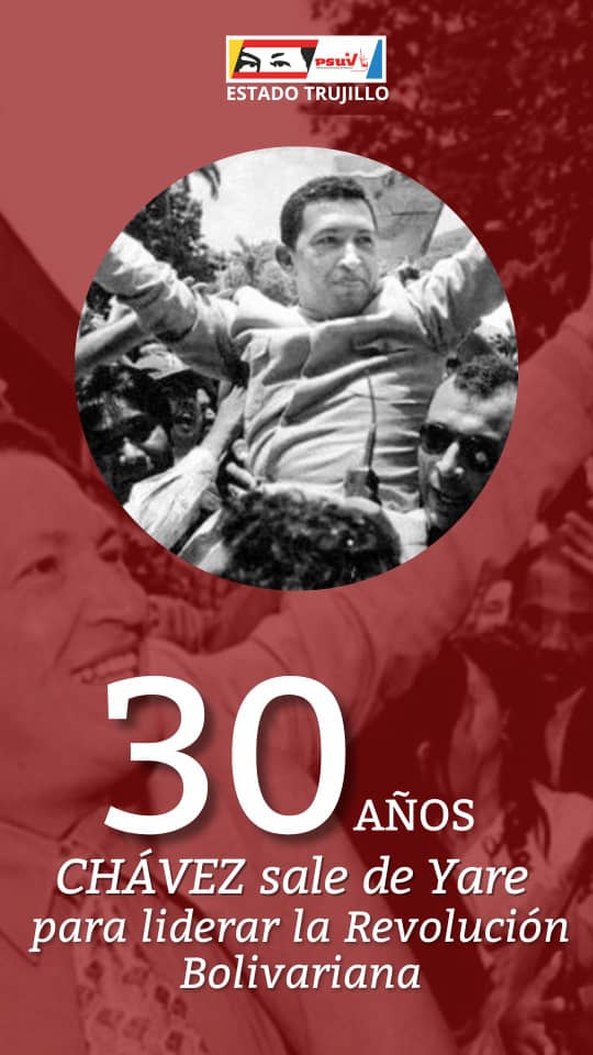 Psuvandresb's tweet photo. De Yare al corazón del pueblo: Hace 30 años el Comandante Chávez retomó la lucha por la segunda independencia.
#ChavezInvicto 
@PartidoPSUV @NicolasMaduro @PsuvTrujillo20 https://t.co/bxQOV9rPf9
