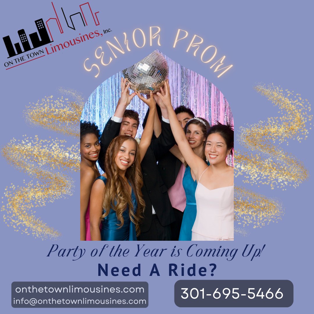 SENIORS! Prom is coming up and it's time to celebrate! Book a limousine ride with us and ride in style. 301-695-5466 onthetownlimousines.com info@onthetownlimousines.com #prom2024 #limousine #transportation #shuttlebus #sedan #party #nightonthetown #frederickmd #maryland #DC