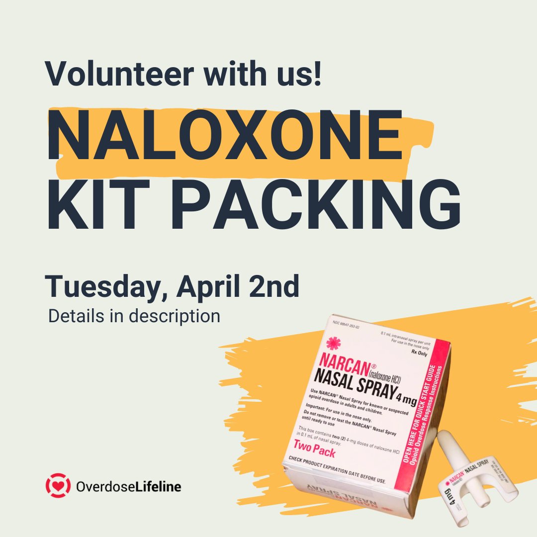 #Volunteer with us Tuesday, April 2nd from 5pm-7pm for a night of #Naloxone Kit Packing! To attend, fill out our volunteer form below (and invite a friend)! Hope to see you there: bit.ly/3NW6kr0