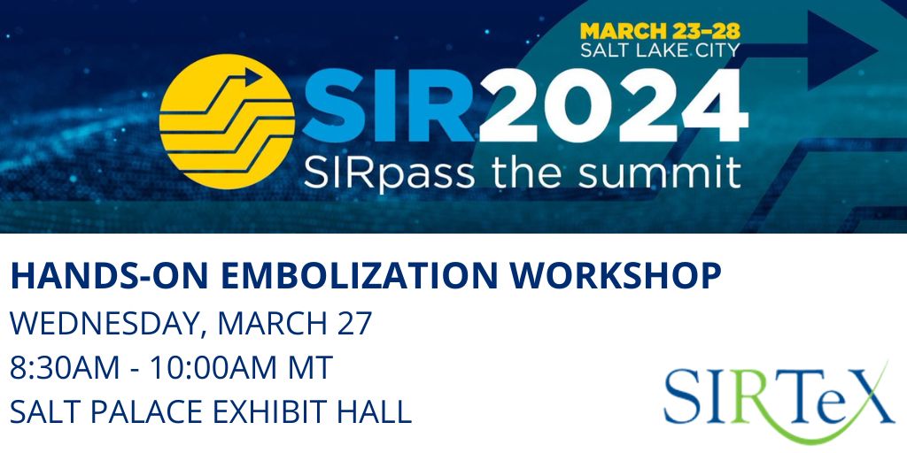 Calling all #SIR24SLC attendees: Tomorrow 3/27, we're hosting a hands-on embolization workshop in the Salt Palace Exhibit Hall from 8:30am - 10am MT. Come learn how straightforward and flexible #SIRT with SIR-Spheres® and the LAVA® liquid embolic system can be. @SIRspecialist