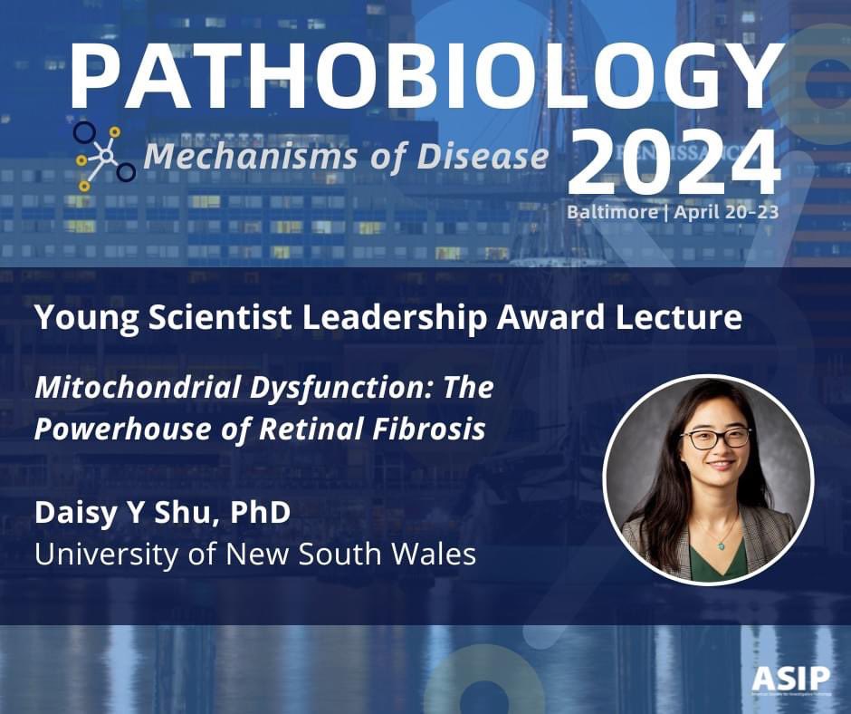 Looking forward to presenting the American Society for Investigative Pathology Young Scientist Leadership Award Lecture next month in Baltimore! 🥳🙌 @asipath @WomeninPath @EvelynMike7 #Scientia @UNSWoptomvsci