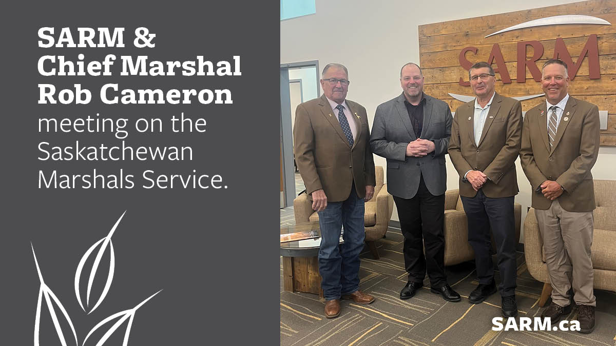 SARM meeting with @SKGov Chief Marshal Rob Cameron to discuss the Saskatchewan Marshals Service that will assist with policing in the province. #RuralMatters #SkPoli