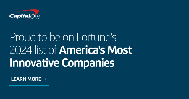 lwenslow's tweet photo. From the public cloud to AI, Capital One’s tech transformation is enabling the creation of breakout products &amp; customer experiences. I'm happy to work for a company where, for two years in a row, we’ve been named one of America’s Most Innovative Companies! https://t.co/VTOMK95tbd https://t.co/P7naXwewfQ