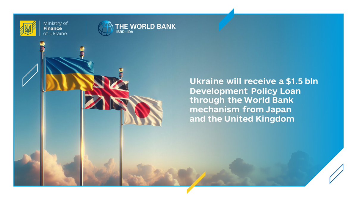 The DPL worth $1,5 bn was approved by @WorldBank Board. The funds will be provided under guarantees from Japan 🇯🇵 - $984mn and UK 🇬🇧 - $516mn. Grateful for powerful and timely support! @anbassani @ArupBanerji @WorldBankECA @MOF_Japan @FCDOGovUK