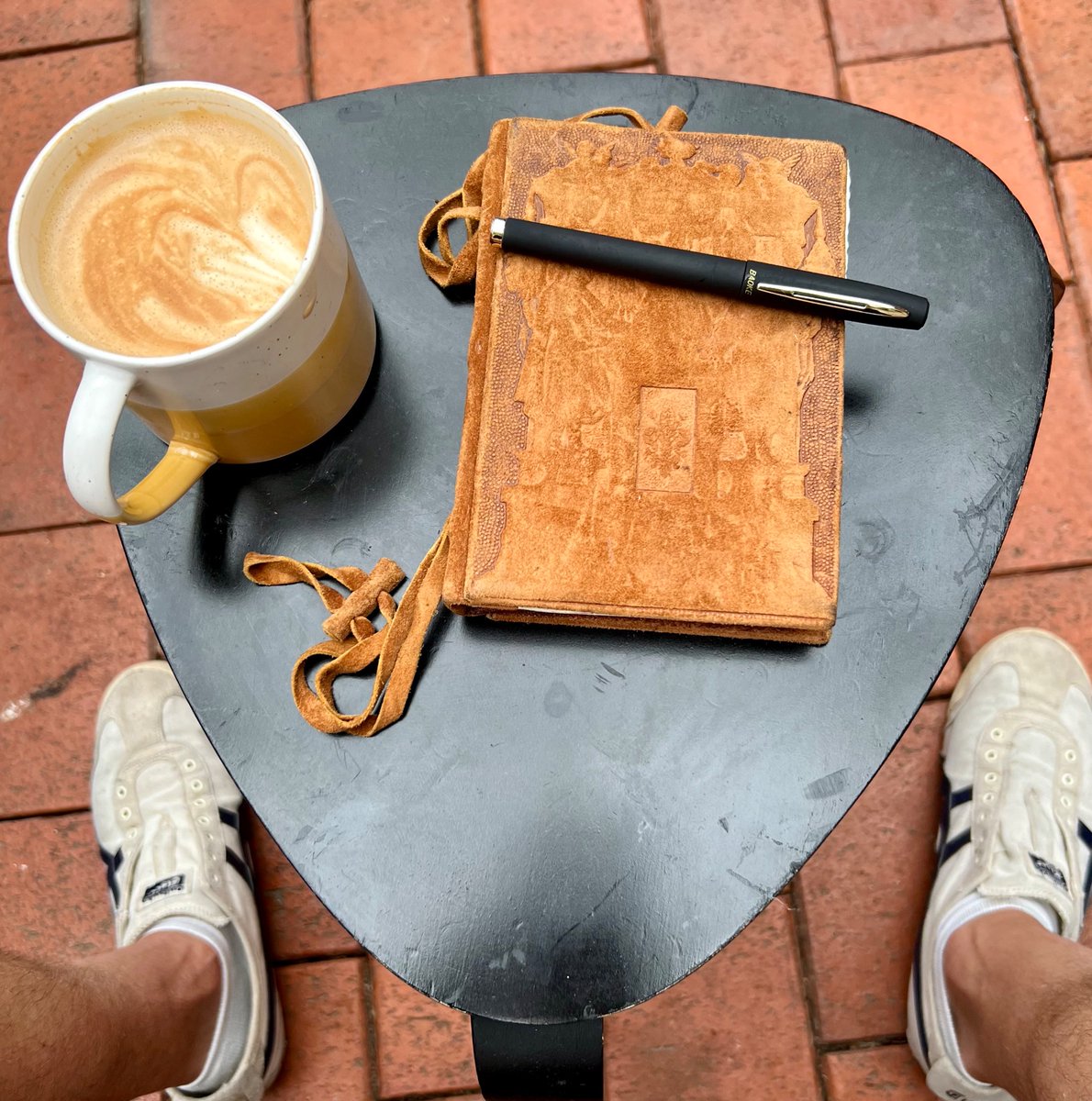 Kicking off the writing day with three handwritten pages, like most days for twenty-five years. Hope you’re feeling the flow where you are. 😊✌️ #morningpages #notebook #amwriting #coffeetime #loveozmg