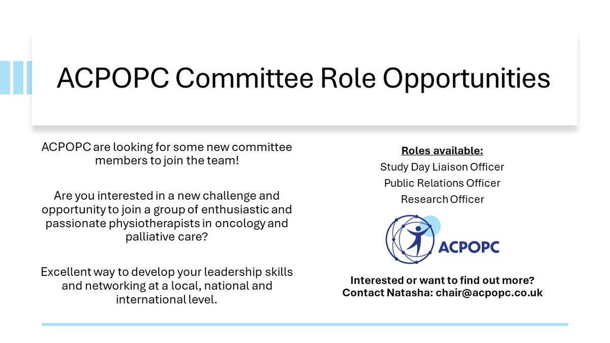 We are looking for new committee members. Get in touch now! acpopc.co.uk