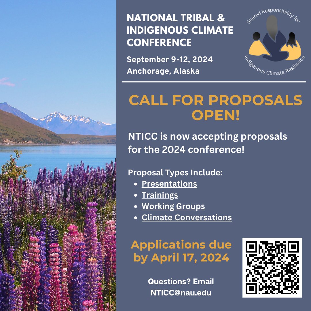 ITEP's Tribes and Climate Change Program is hosting our biennial National Tribal & Indigenous Climate Conference. Proposals to present your work and projects on Tribally-related climate efforts are now open. Applications are due April 17th. For more info: www7.nau.edu/itep/main/tcc/
