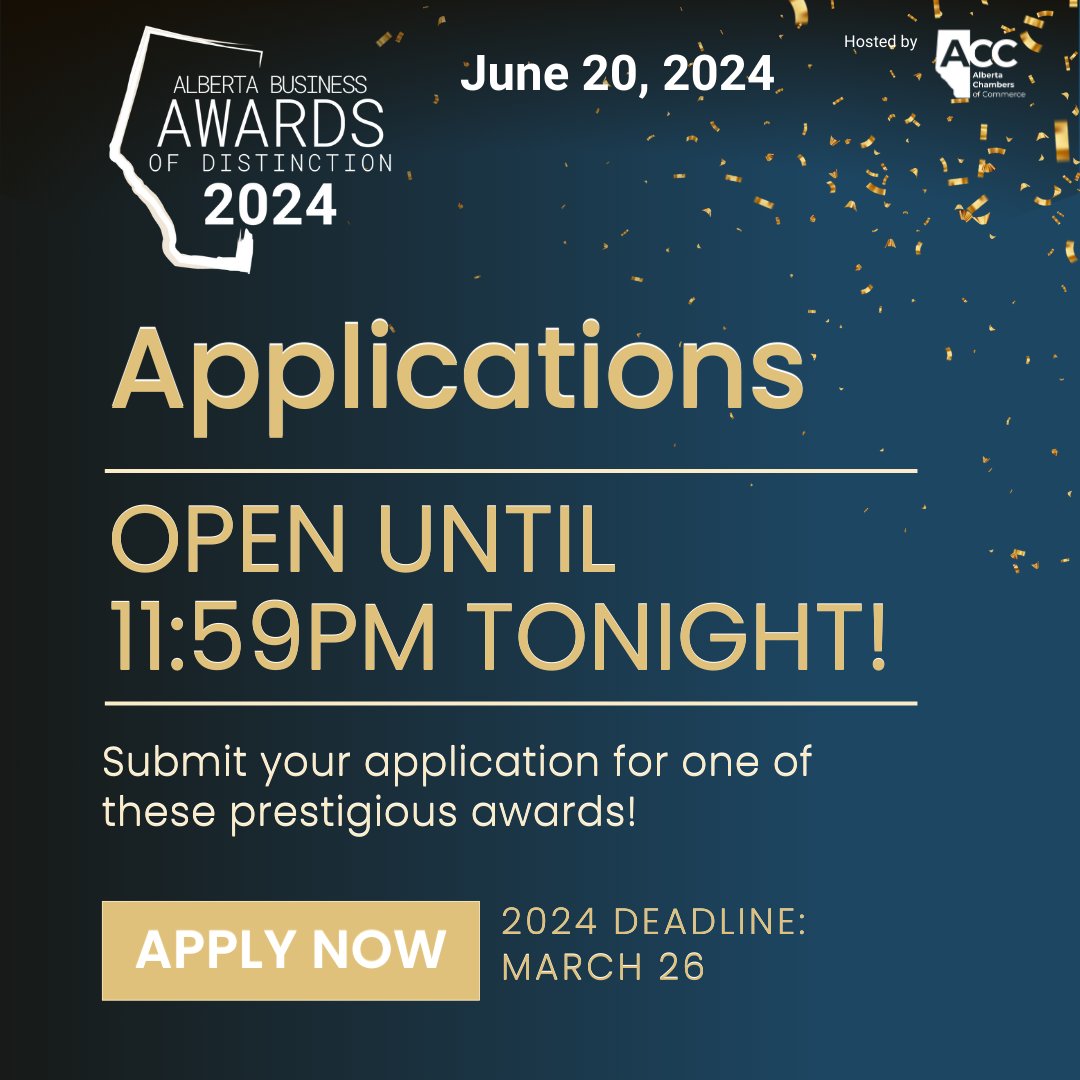 ⏰ FINAL CALL FOR ENTRIES!!📣Whether you're halfway through or just getting started, seize the moment and submit your application before the deadline tonight, Tuesday, March 26, 2024, at 11:59 PM! Apply now! abbusinessawards.com #abchambers #abbiz #ableg #advocacy #abad2024
