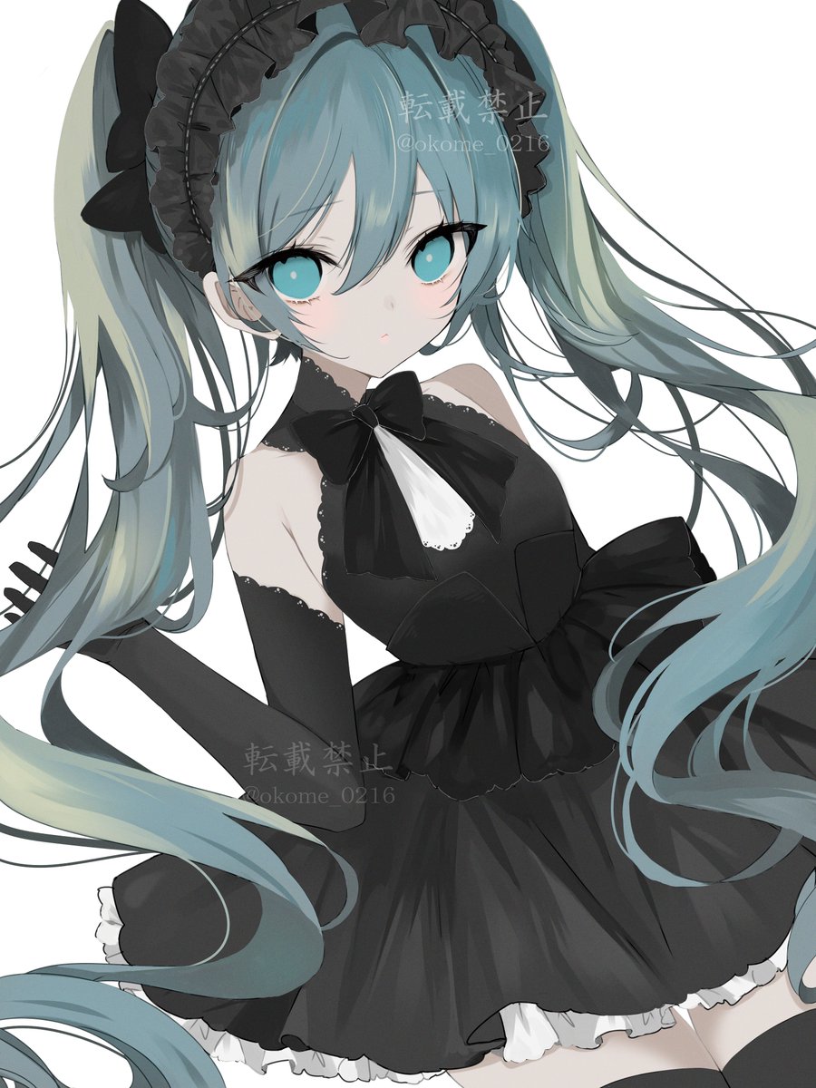 hatsune miku 1girl solo long hair looking at viewer blue eyes simple background white background  illustration images