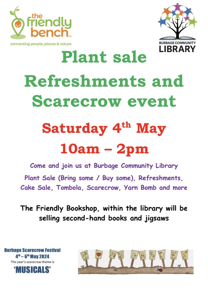 Plant Sale, Refreshments and Scarecrow Event - Saturday May 4th 10am - 2pm