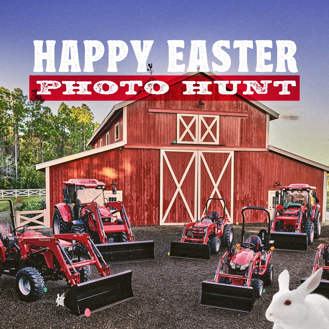 It wouldn’t be Easter without an Easter egg hunt. So we’ve hidden 8 eggs and 3 rabbits in this image…see if you can spot them all. Happy Easter weekend, from the Mahindra family! #MahindraTractors #MahindraTough