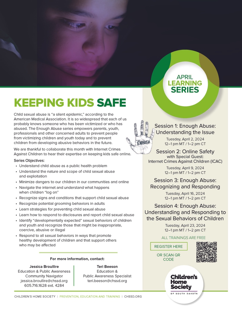 📢 Exciting News! Children's Home Society hosts multiple online safety trainings to keep children safe. Scan the barcode on the picture to register. CASA Volunteers: These sessions count toward your 12 hours of continu#ContinuingEducation 🌟👧🧒
