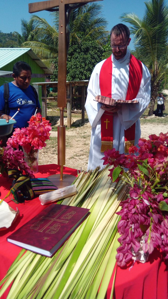 My community mate Fr. Tom Croteau, SJ, celebrating Palm Sunday in Dolores, one of the remotest villages of the Maya region of southern Belize. Note the traditional copal incense, which the Maya have used for millennia. #BeAJesuit #AMDG #BelizeJesuits