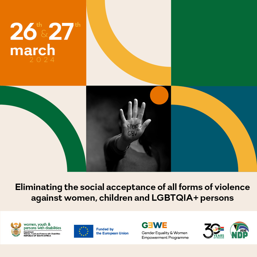 The Comprehensive National   Gender-Based Prevention Strategy is designed to address GBVF in the country   by focusing on eliminating the social acceptance of all forms of violence   against women, children and LGBTQIA+ persons.
#GEWEProgramme #EUinSA   #GBVPrevention