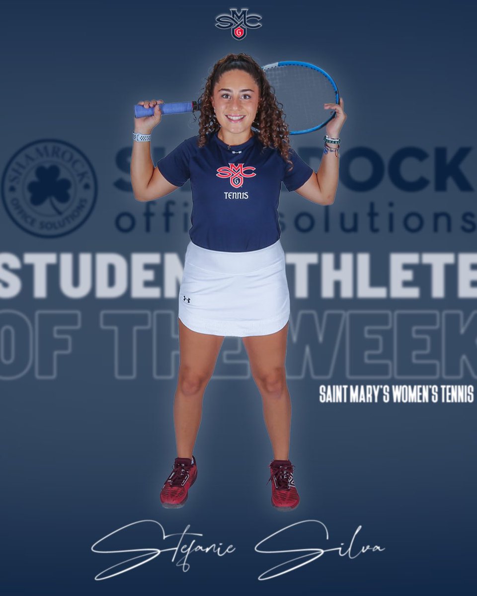 Way to go Stef 👏‼️ Stefanie Silva has been named Shamrock Office Solutions Student Athlete of the Week after winning three of four matches over the weekend, including two match-clinching wins! 🔗 tinyurl.com/4ya3ncxm #GaelsRise