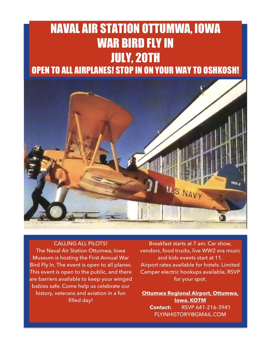 naval_ia's tweet photo. Save the date! July 20th… #warbird #flyin https://t.co/mzRtxkxfhP